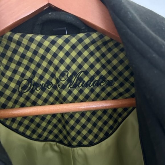 Steve Madden Wool Blend Army Green Jacket- Size Large - Picture 3 of 9